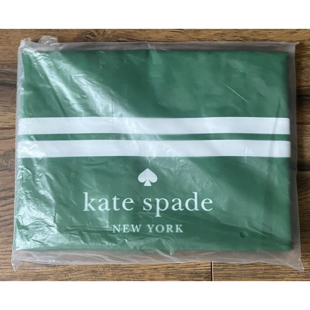 New Kate Spade Green Tote with White Stripe 25" x 15" XLarge Shopping Tote - Picture 3 of 4